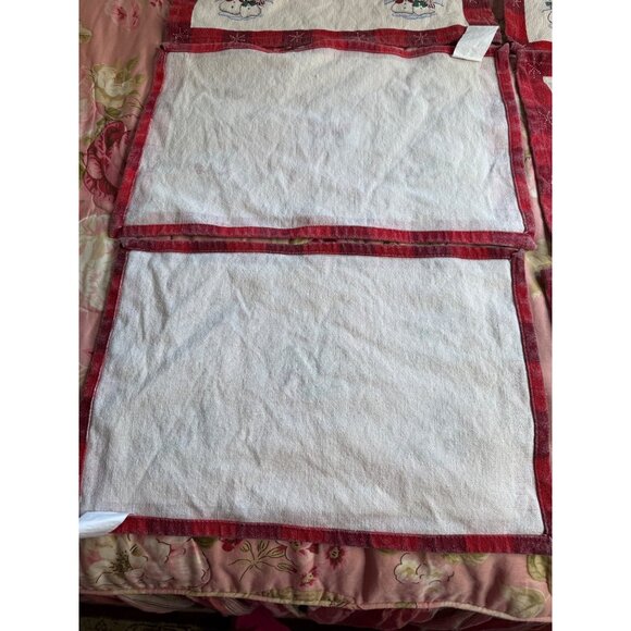 6 VTG East West Holiday Placemats Snowman Reversible table top decor granny read - Picture 4 of 13